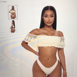 2 piece crochet bikini cream